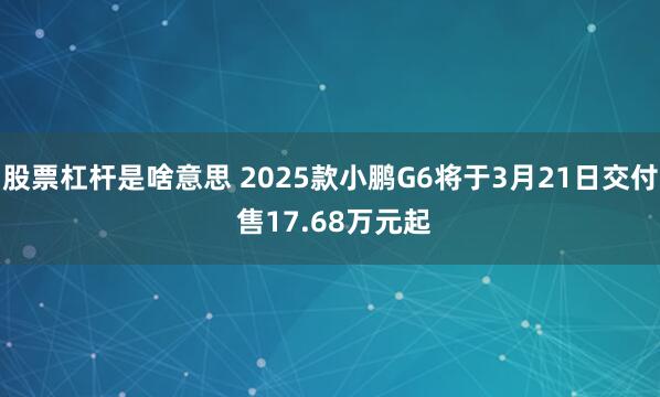 股票杠杆是啥意思 2025款小鹏G6将于3月21日交付 售17.68万元起